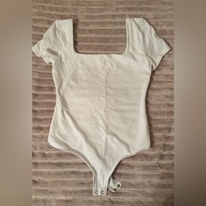 Express White Square Neck Bodysuit
